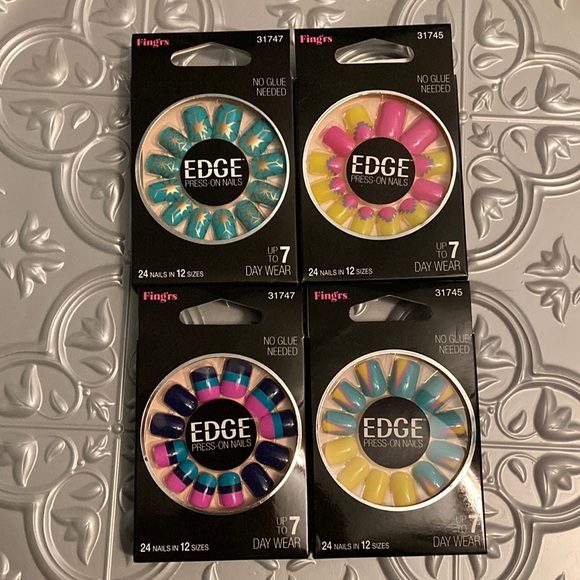 Short Length Edge Colorful Press-On Nails 4-Box Bundle - Picture 1 of 7
